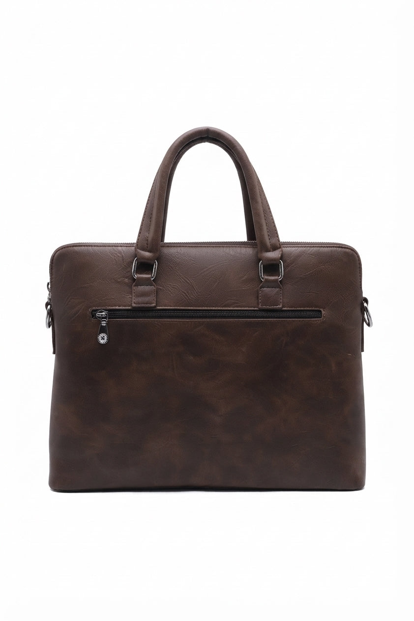 Montblanc Slim Leather Briefcase Laptop Bag | Mocha Brown