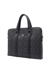 Coach Slim Signature Canvas Briefcase Laptop Bag | Charcoal & Black