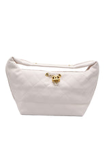Chanel Small Quilted Leather Hobo Bag | White & Gold