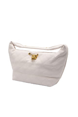 Chanel Small Quilted Leather Hobo Bag | White & Gold