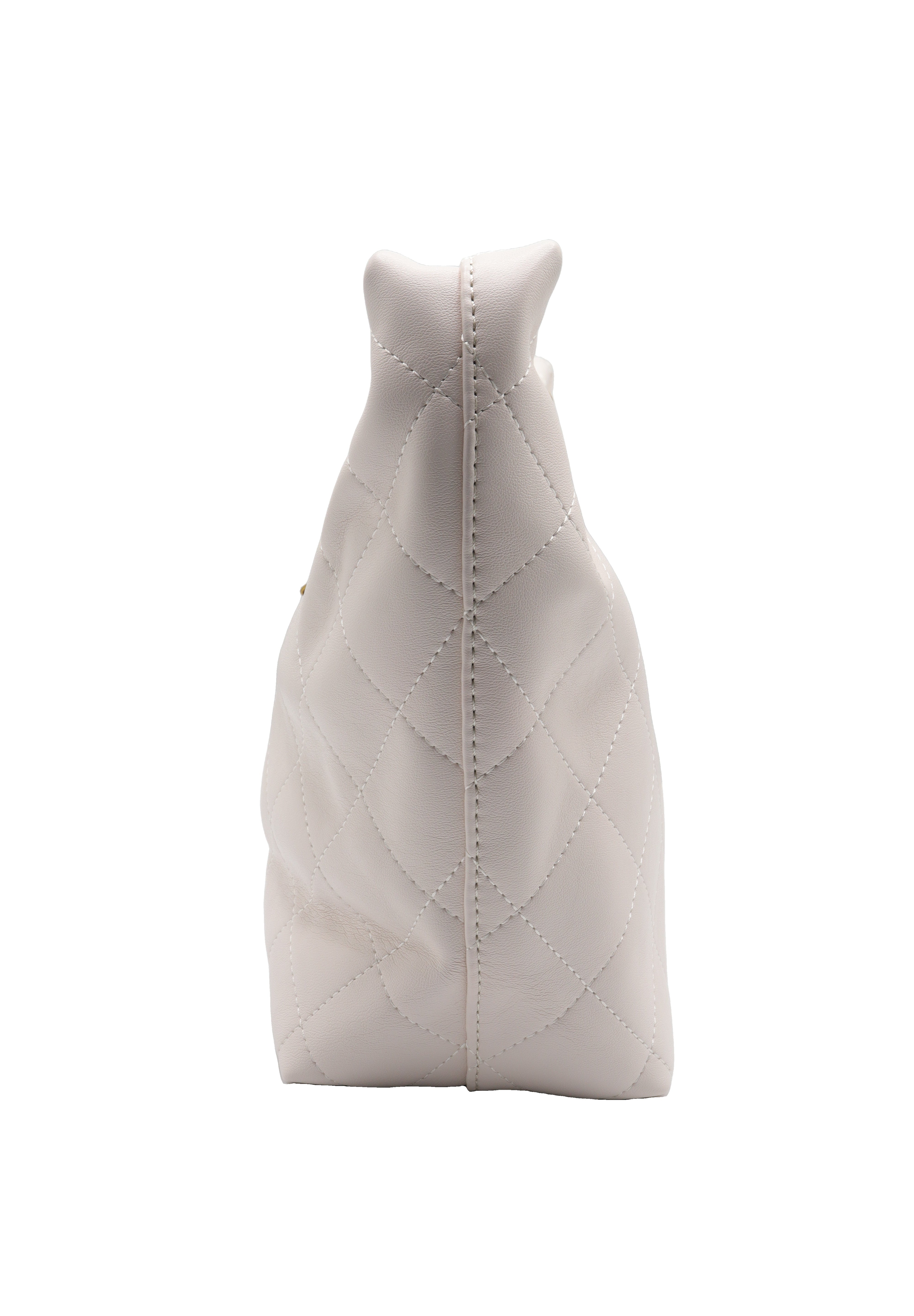 Chanel Small Quilted Leather Hobo Bag | White & Gold