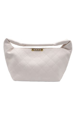 Chanel Small Quilted Leather Hobo Bag | White & Gold
