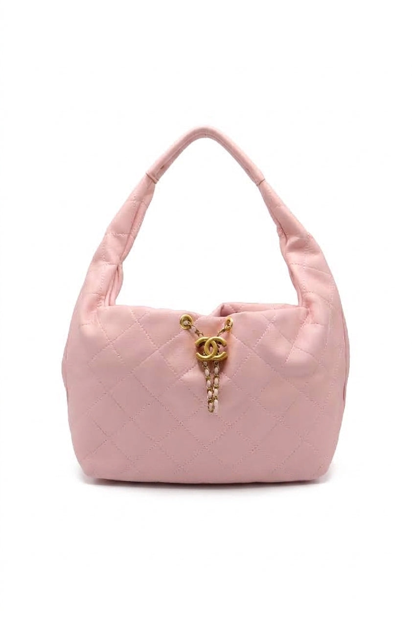 Chanel Small Hobo Bag | Light Pink Quilted Lambskin & CC Charm