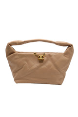 Chanel Small Hobo Bag | Beige Quilted Lambskin & Gold CC