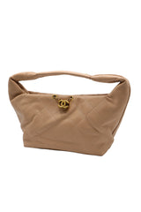 Chanel Small Hobo Bag | Beige Quilted Lambskin & Gold CC