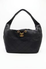Chanel Small Hobo Bag | Black Quilted Lambskin & Gold CC