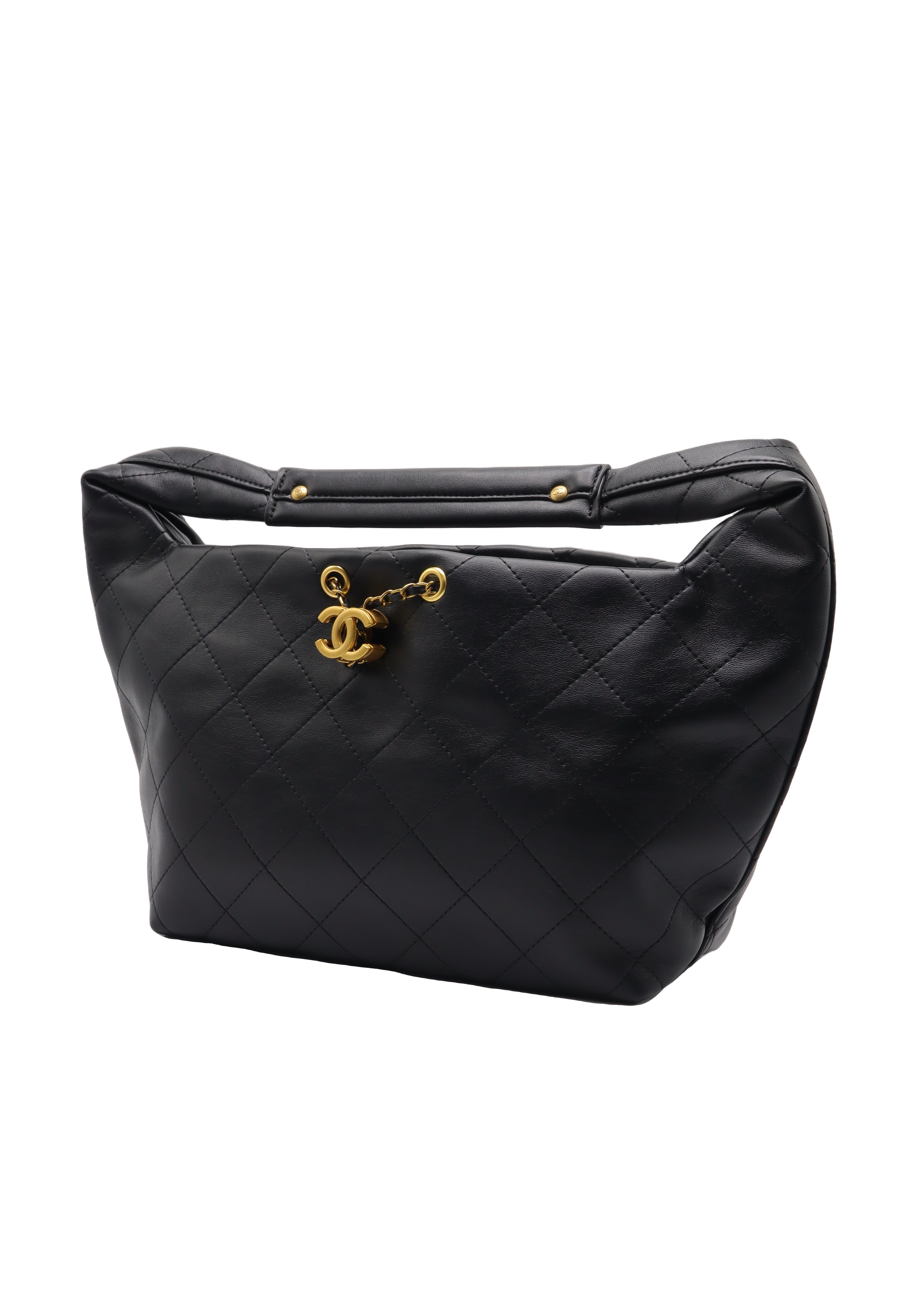 Chanel Small Hobo Bag | Black Quilted Lambskin & Gold CC