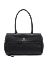 Chanel Quilted Caviar Leather Tote Bag | Black & Pale Gold