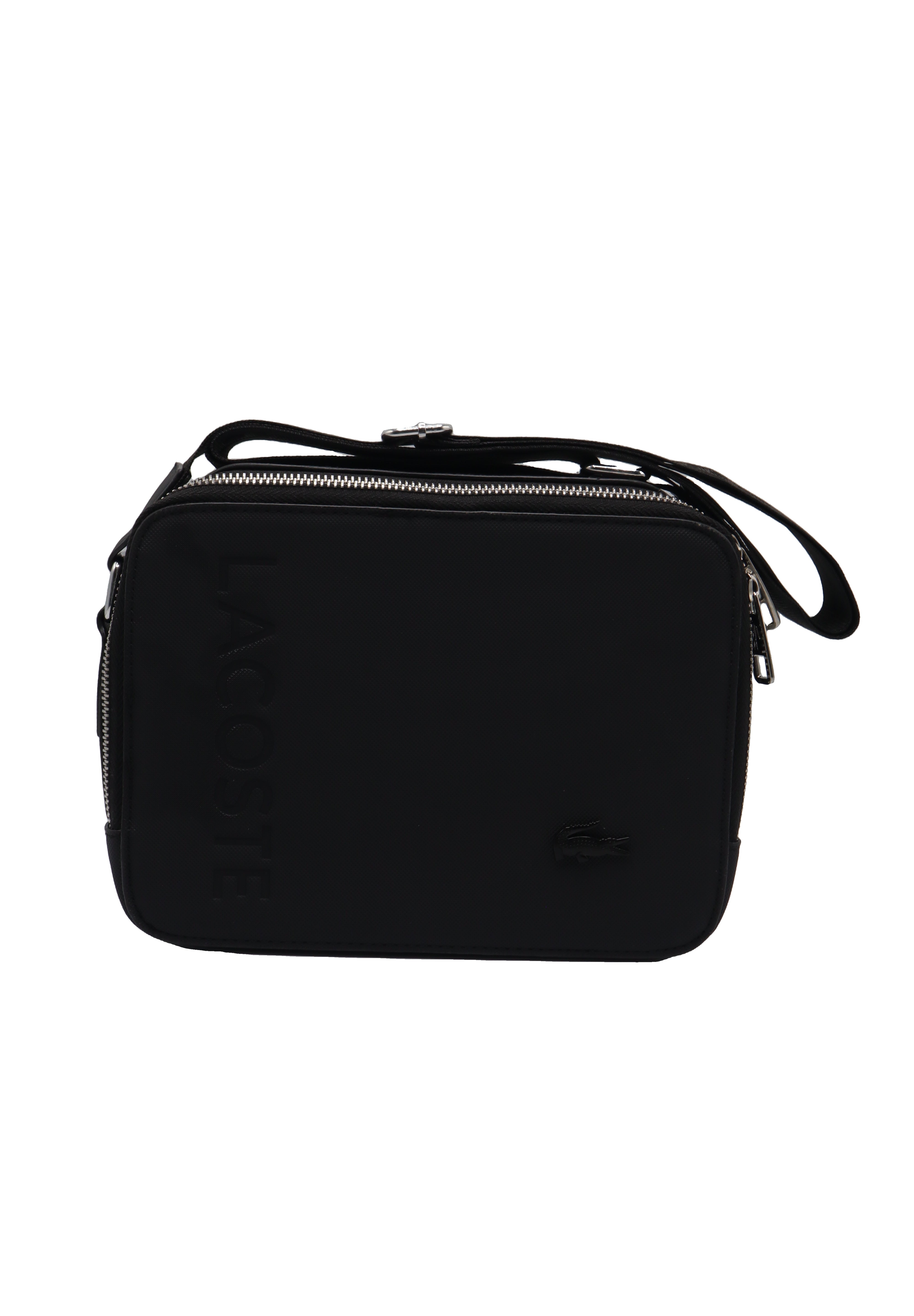 Lacoste Men's Crossbody Camera Bag | Matte Black & Silver