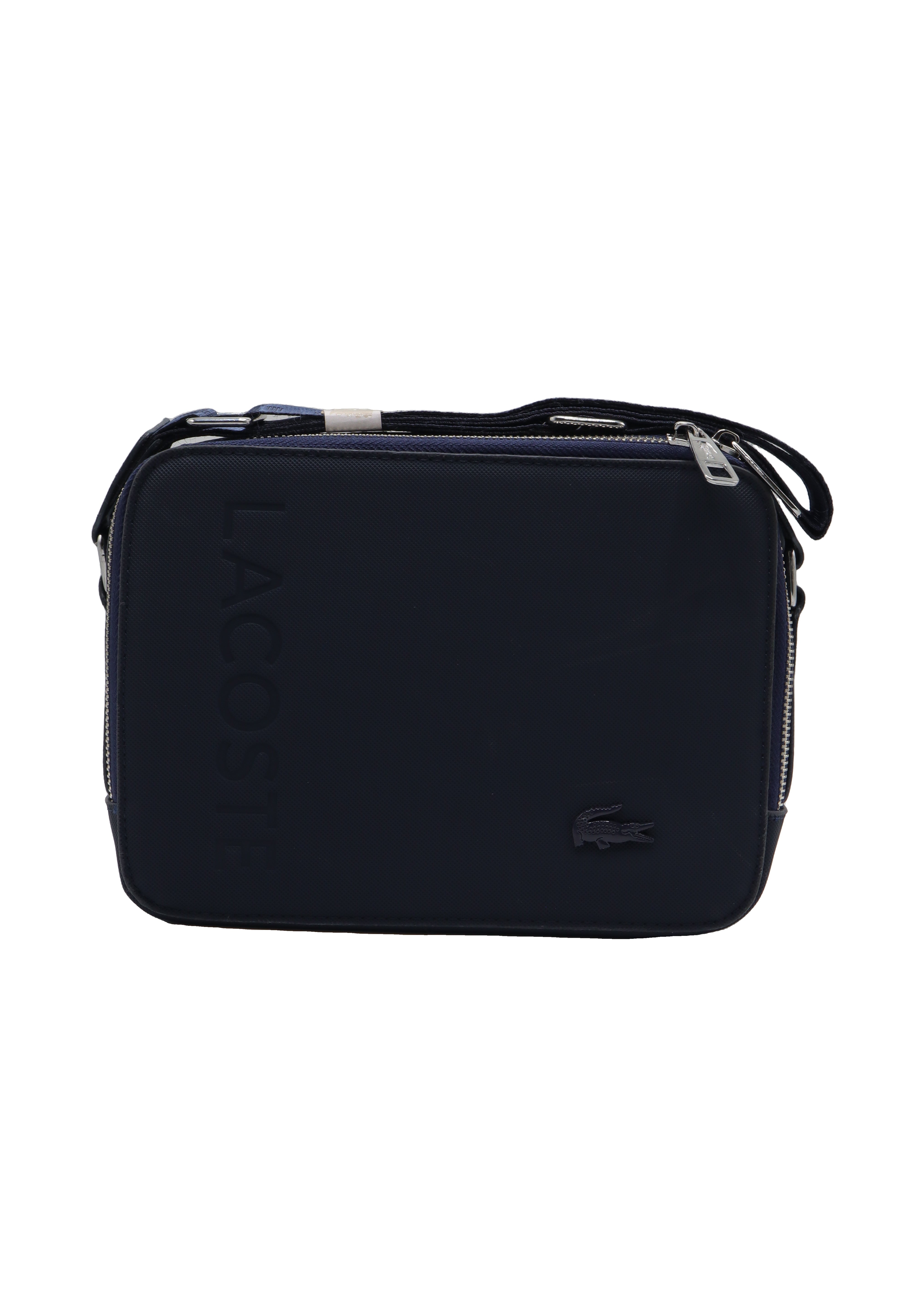 Lacoste Men's Crossbody Camera Bag | Matte Black & Silver