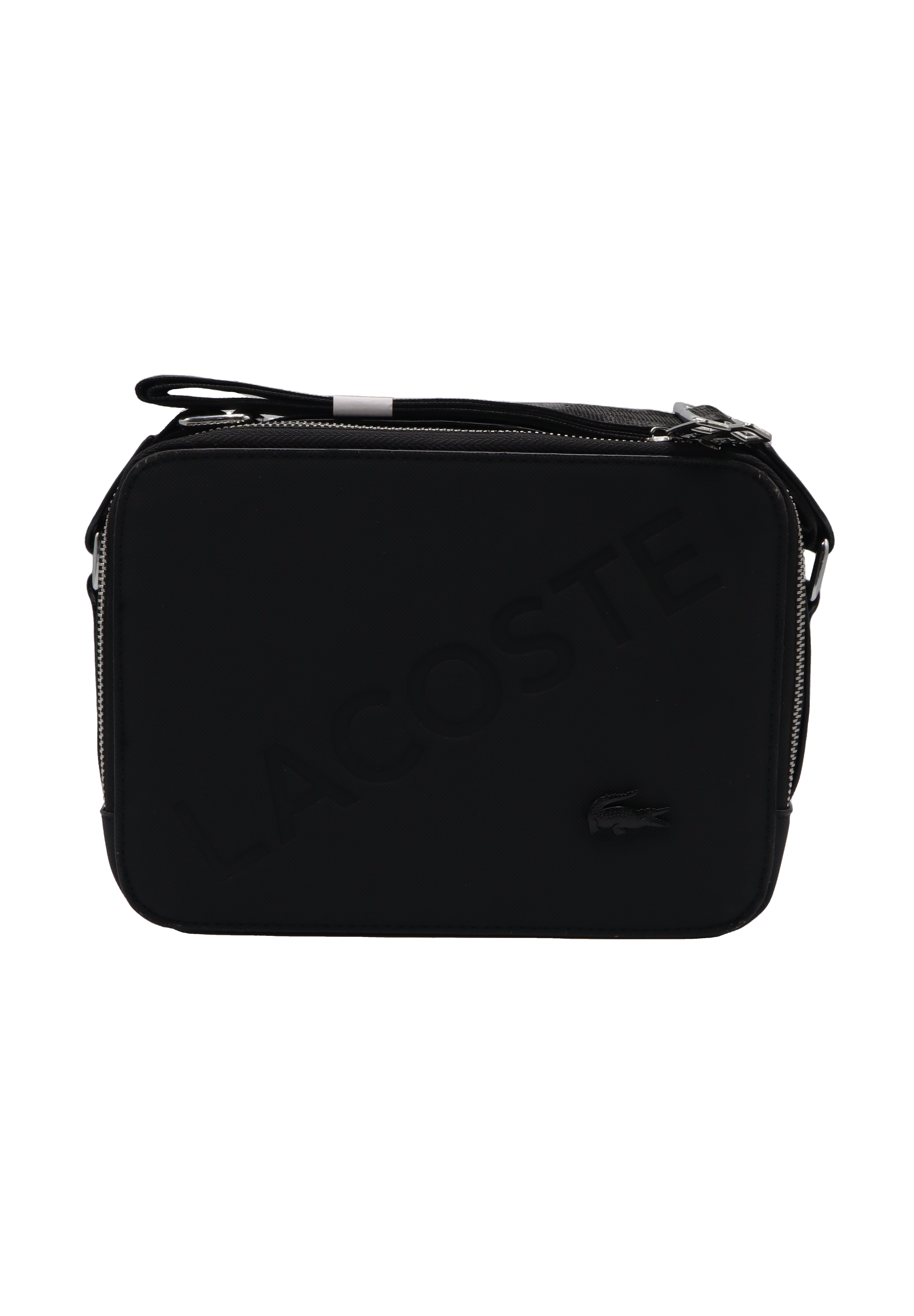 Lacoste Men's Crossbody Camera Bag | Matte Black & Silver