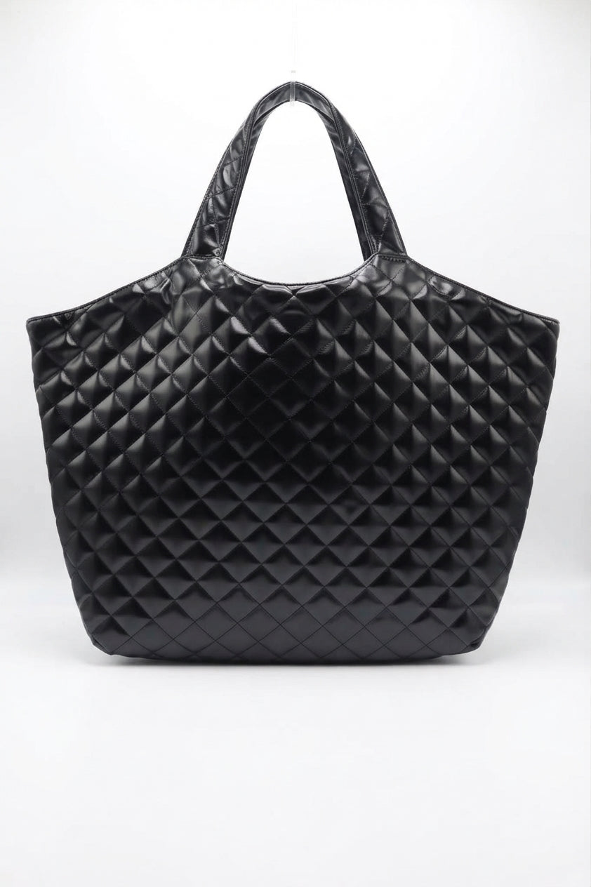 Saint Laurent Icare Maxi Quilted Leather Tote | Black & Gold