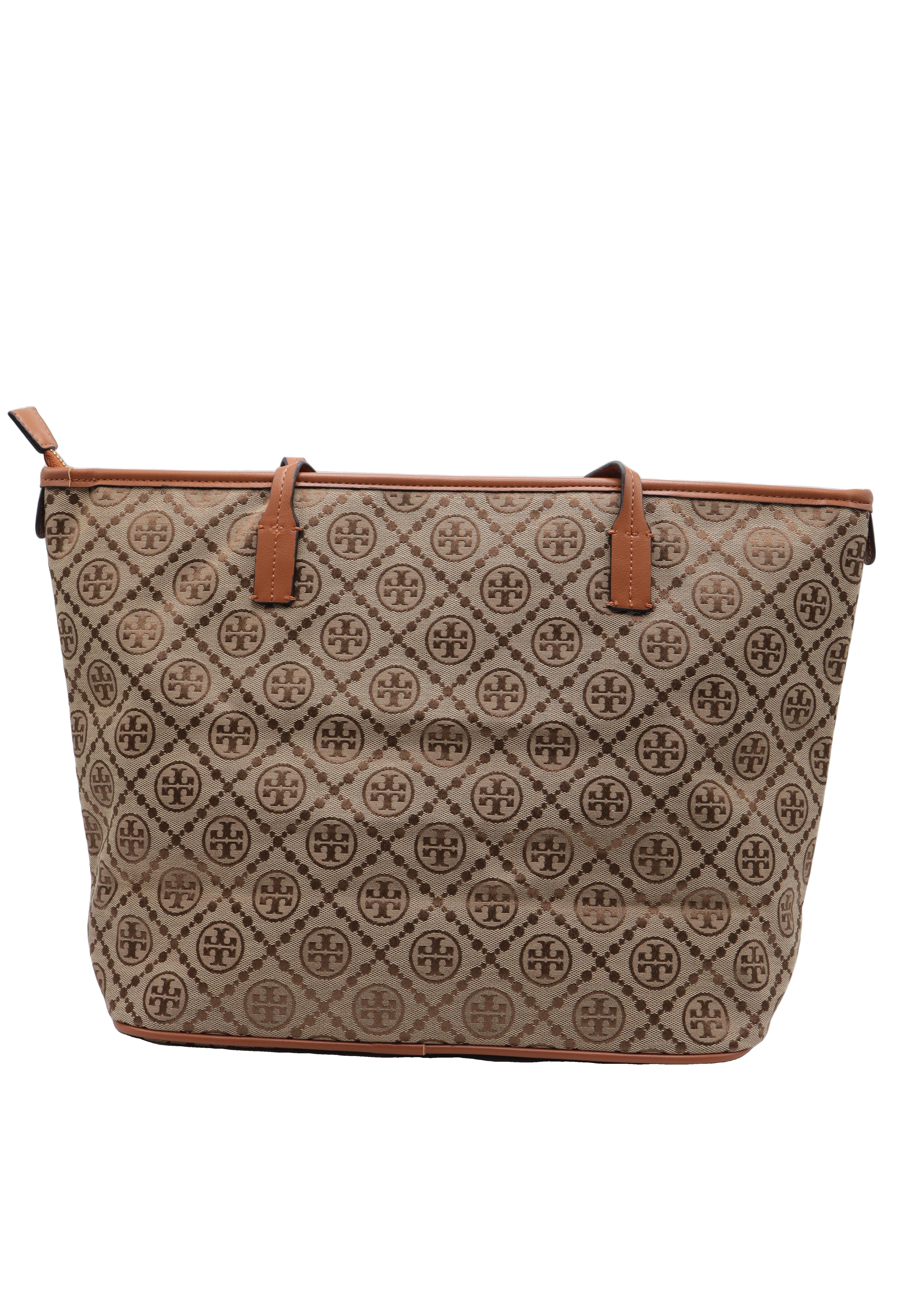 Tory Burch T Monogram Tote Bag with Pouch | Hazelnut & Gold