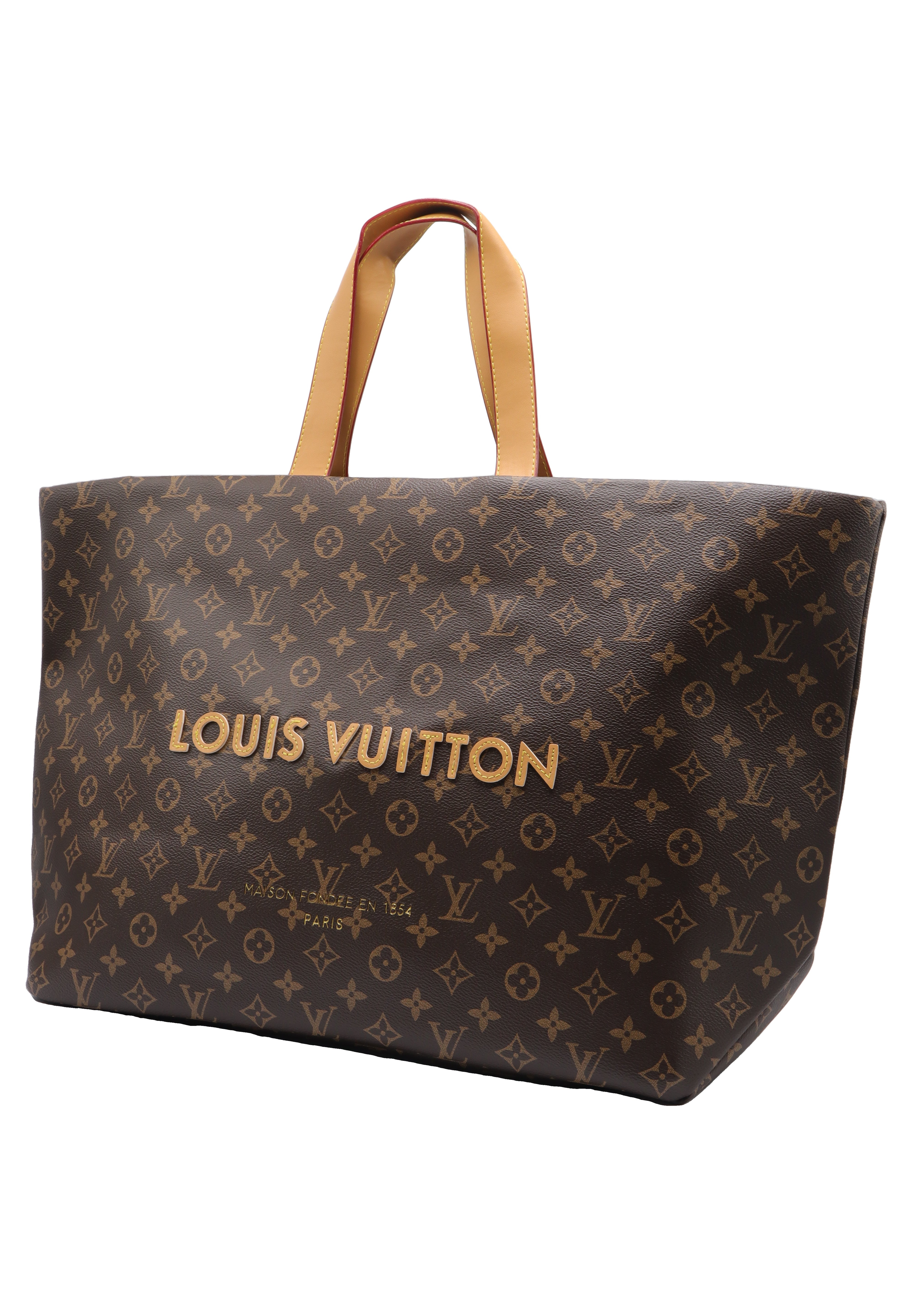 Louis Vuitton Monogram Tote Bag with Strap | Tan & Gold