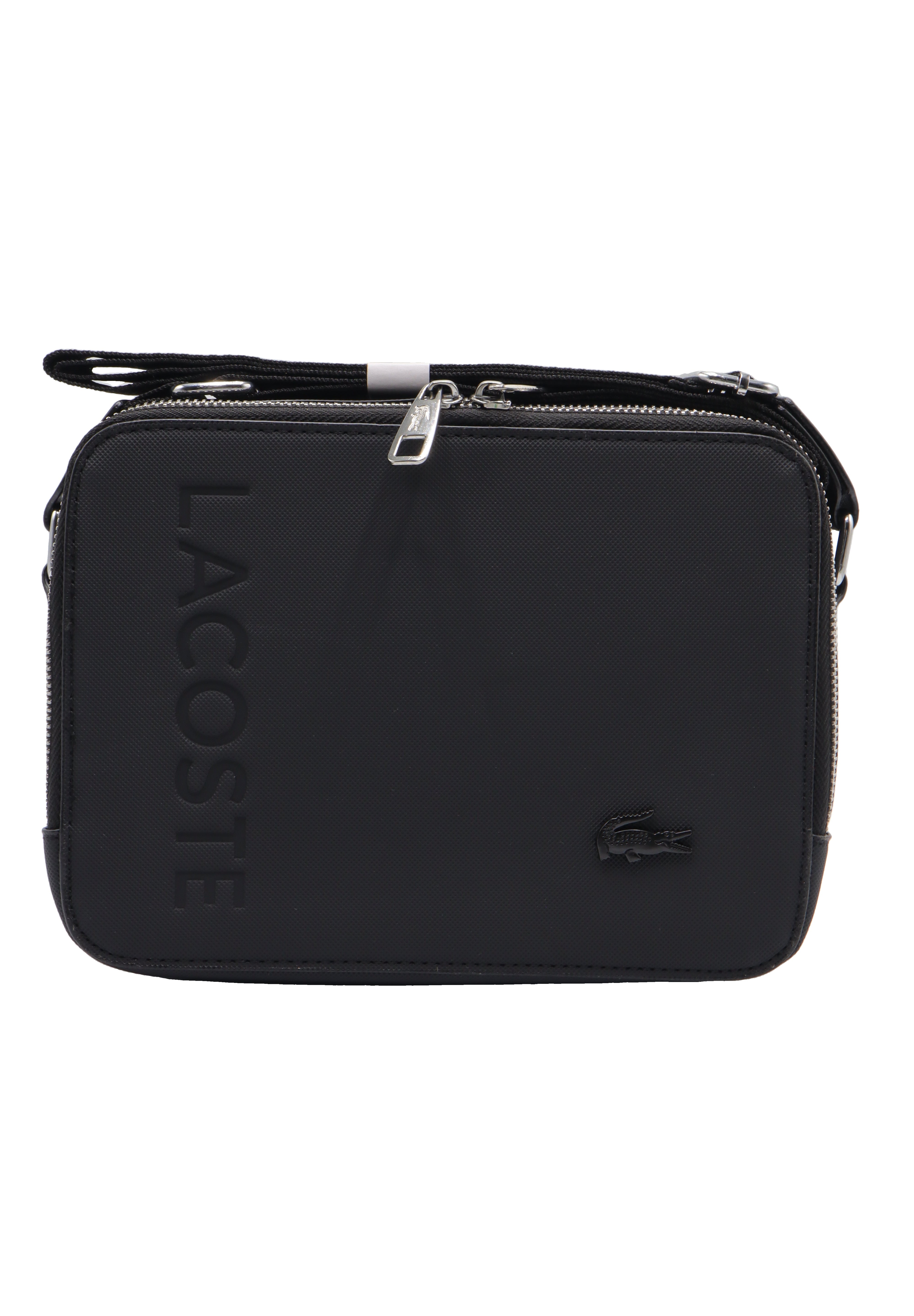 Lacoste Men's Crossbody Camera Bag | Matte Black & Silver