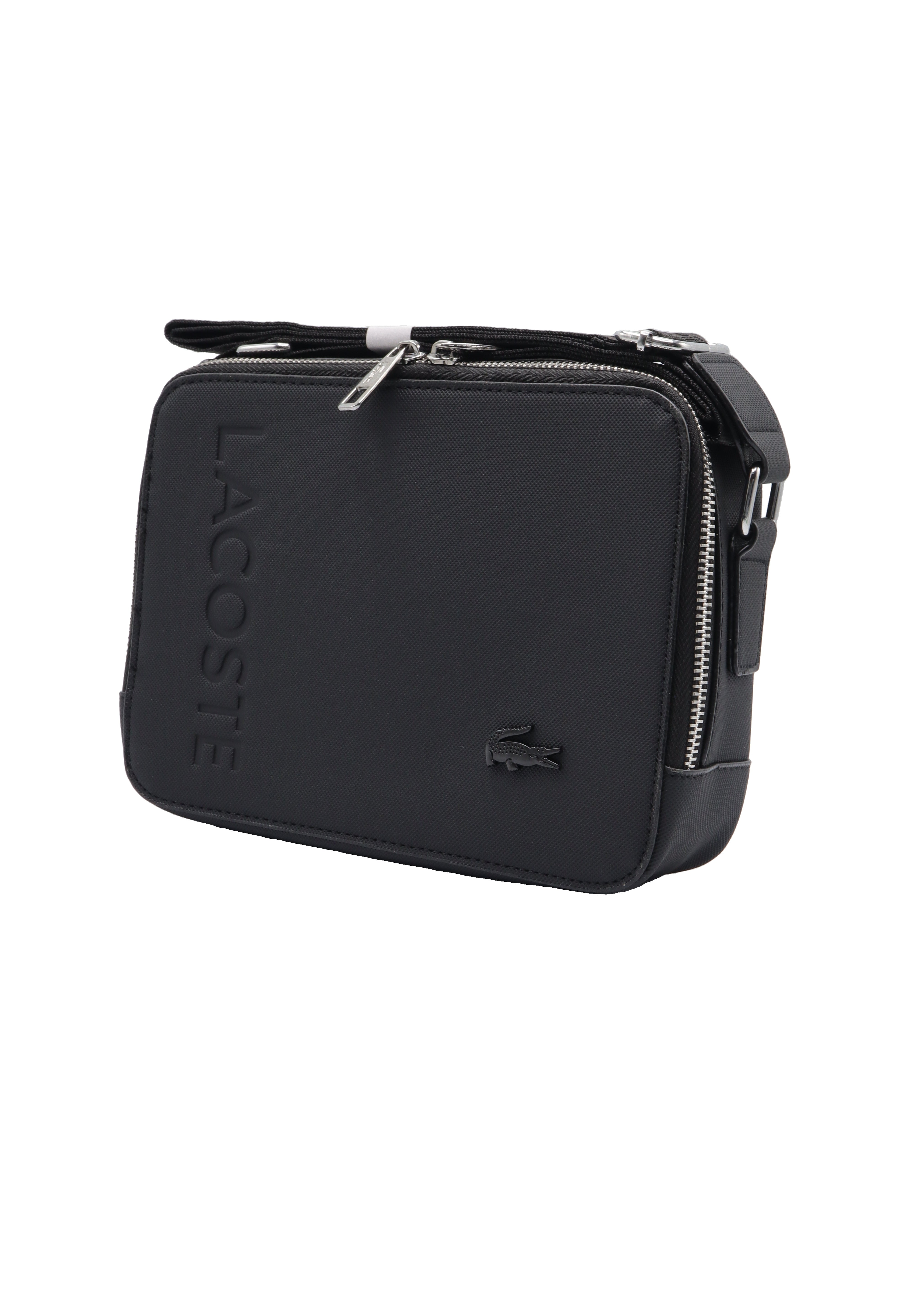 Lacoste Men's Crossbody Camera Bag | Matte Black & Silver