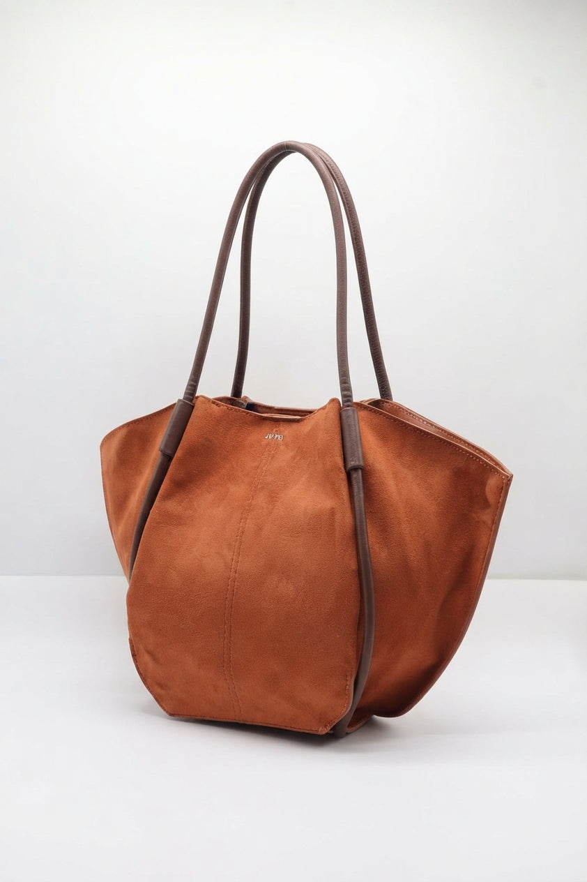 JW PEI Hana Faux Suede Winged Tote Bag | Cognac Brown