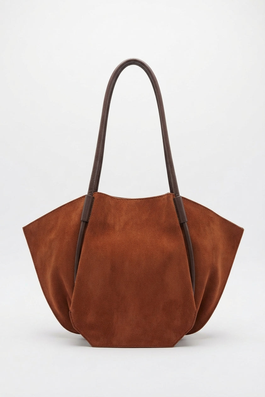JW PEI Hana Faux Suede Winged Tote Bag | Cognac Brown