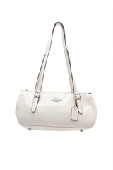 Coach Patent Leather Barrel Shoulder Bag | Off-White & Silver