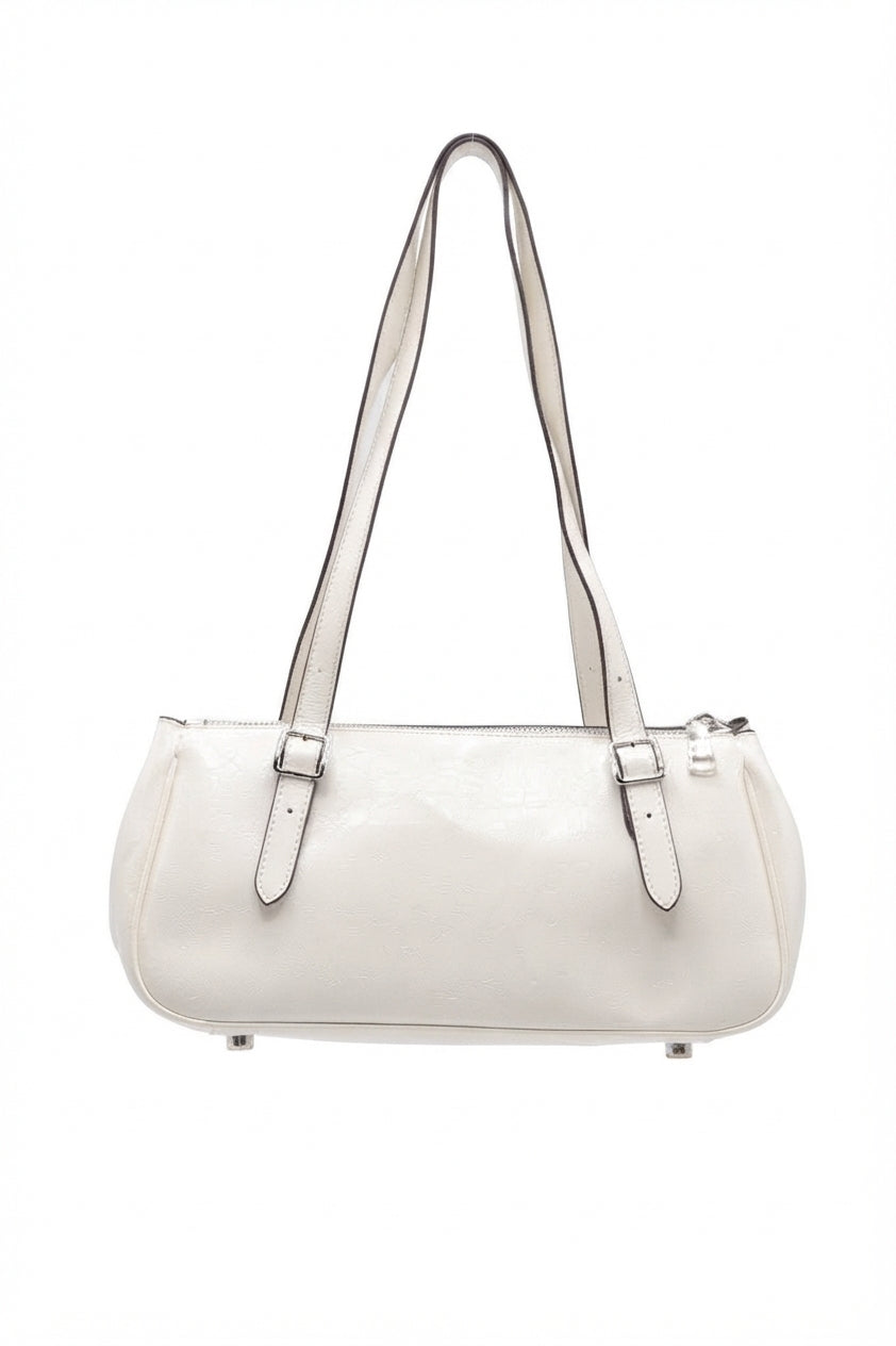 Coach Patent Leather Barrel Shoulder Bag | Off-White & Silver
