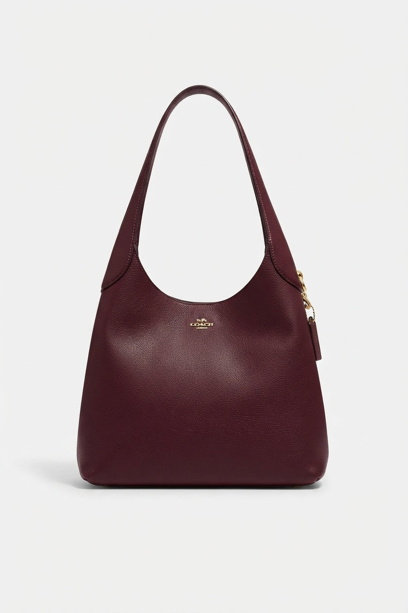 Coach Pebbled Leather Hobo Bag | Burgundy & Gold