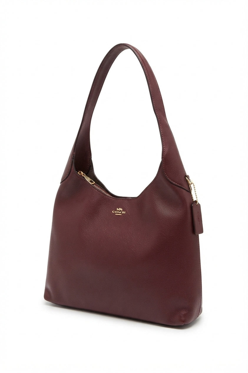 Coach Pebbled Leather Hobo Bag | Burgundy & Gold