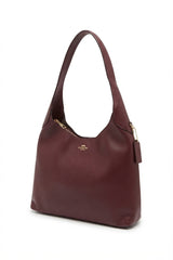 Coach Pebbled Leather Hobo Bag | Burgundy & Gold