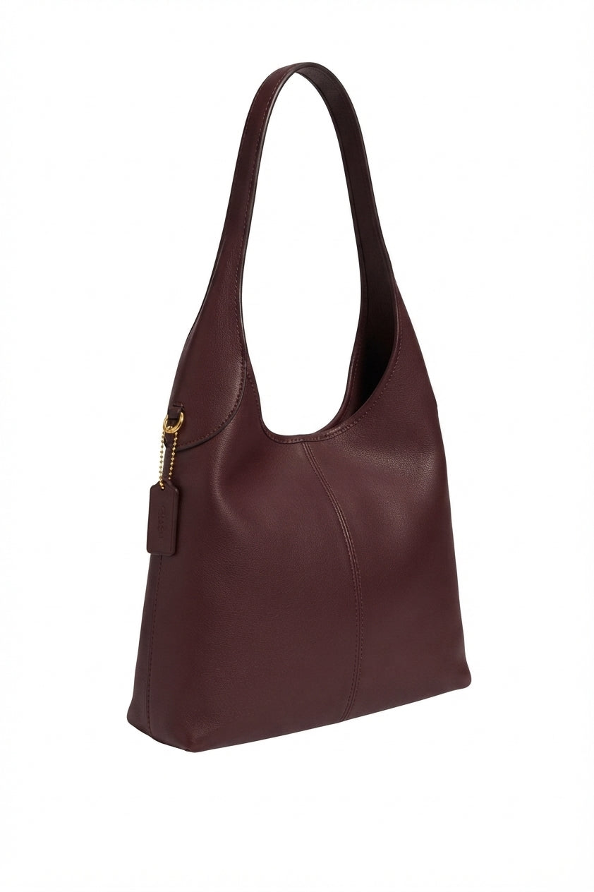 Coach Pebbled Leather Hobo Bag | Burgundy & Gold
