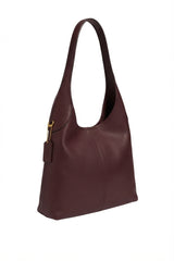 Coach Pebbled Leather Hobo Bag | Burgundy & Gold