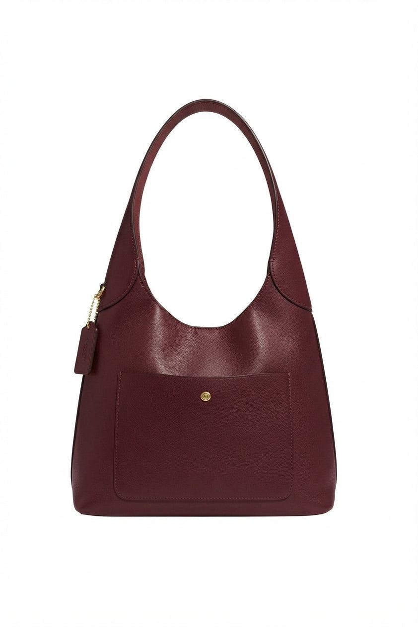 Coach Pebbled Leather Hobo Bag | Burgundy & Gold