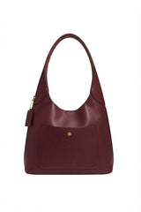 Coach Pebbled Leather Hobo Bag | Burgundy & Gold