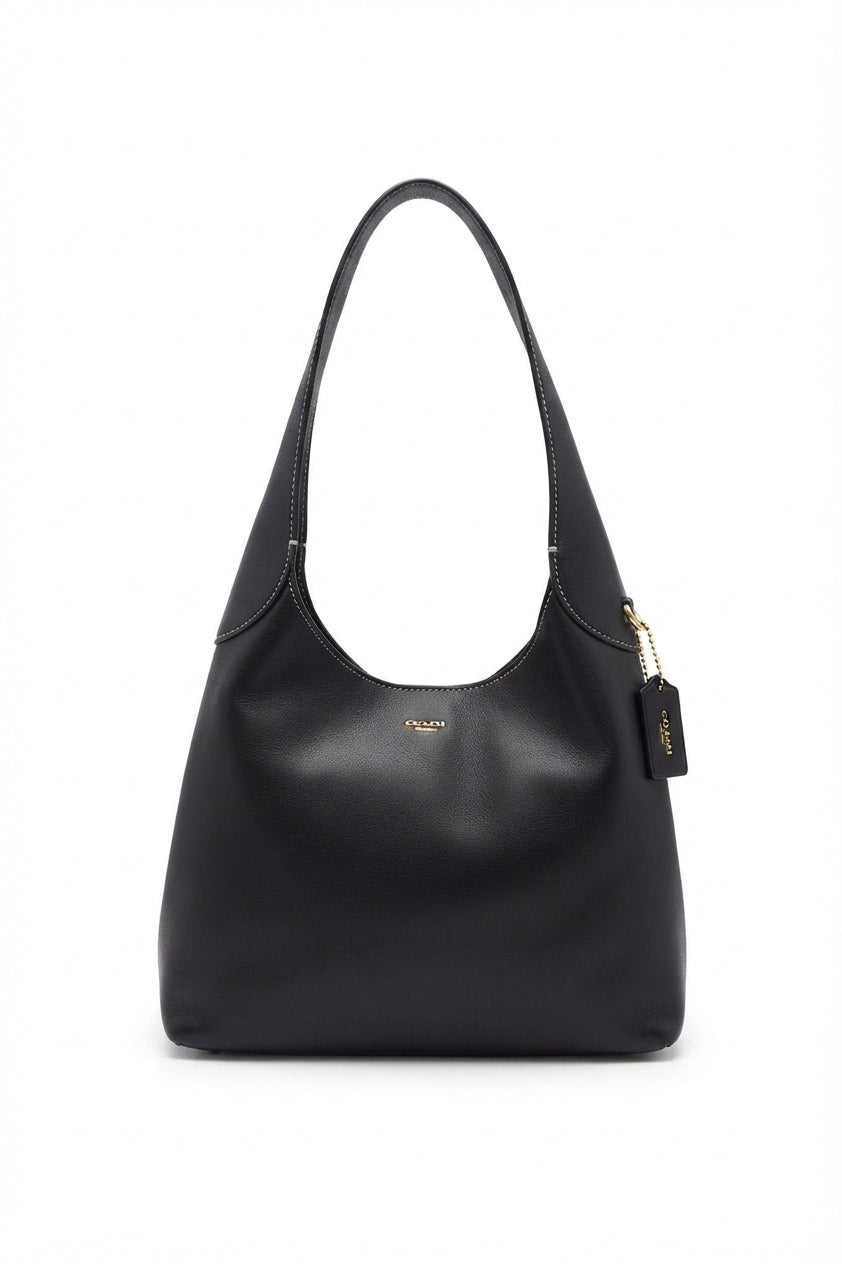 Coach Pebbled Leather Hobo Bag | Black & Gold