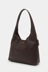 Coach Brooklyn Leather Hobo Bag | Deep Dark Brown & Gold