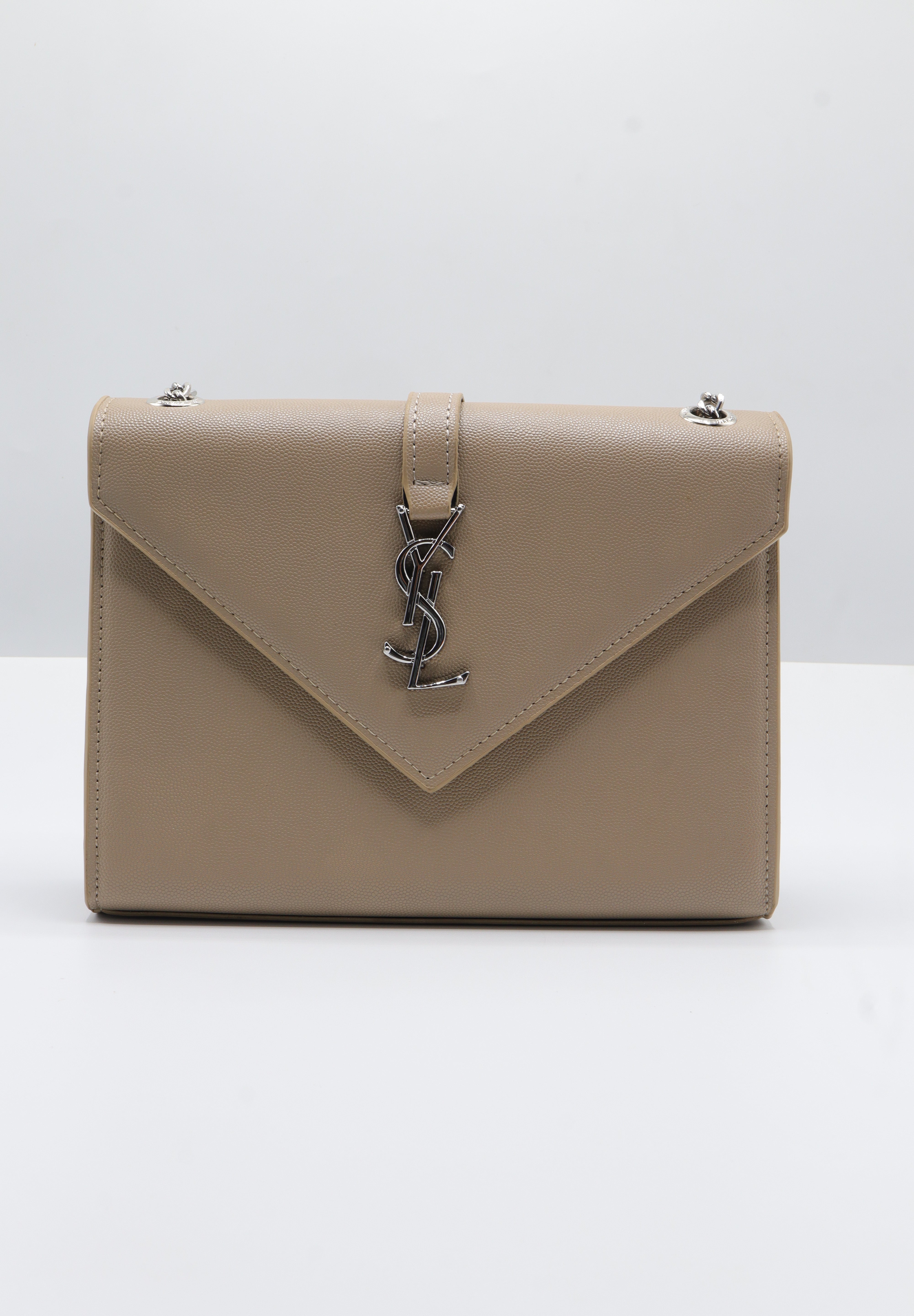 Saint Laurent Envelope Flap Bag | Taupe Grained Leather