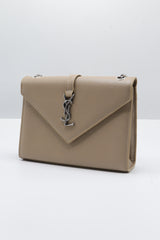 Saint Laurent Envelope Flap Bag | Taupe Grained Leather