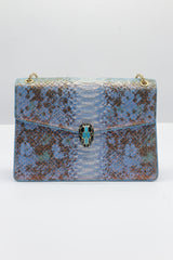 Bvlgari Serpenti Forever Metallic Python Bag | Blue & Gold