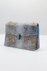 Bvlgari Serpenti Forever Metallic Python Bag | Blue & Gold