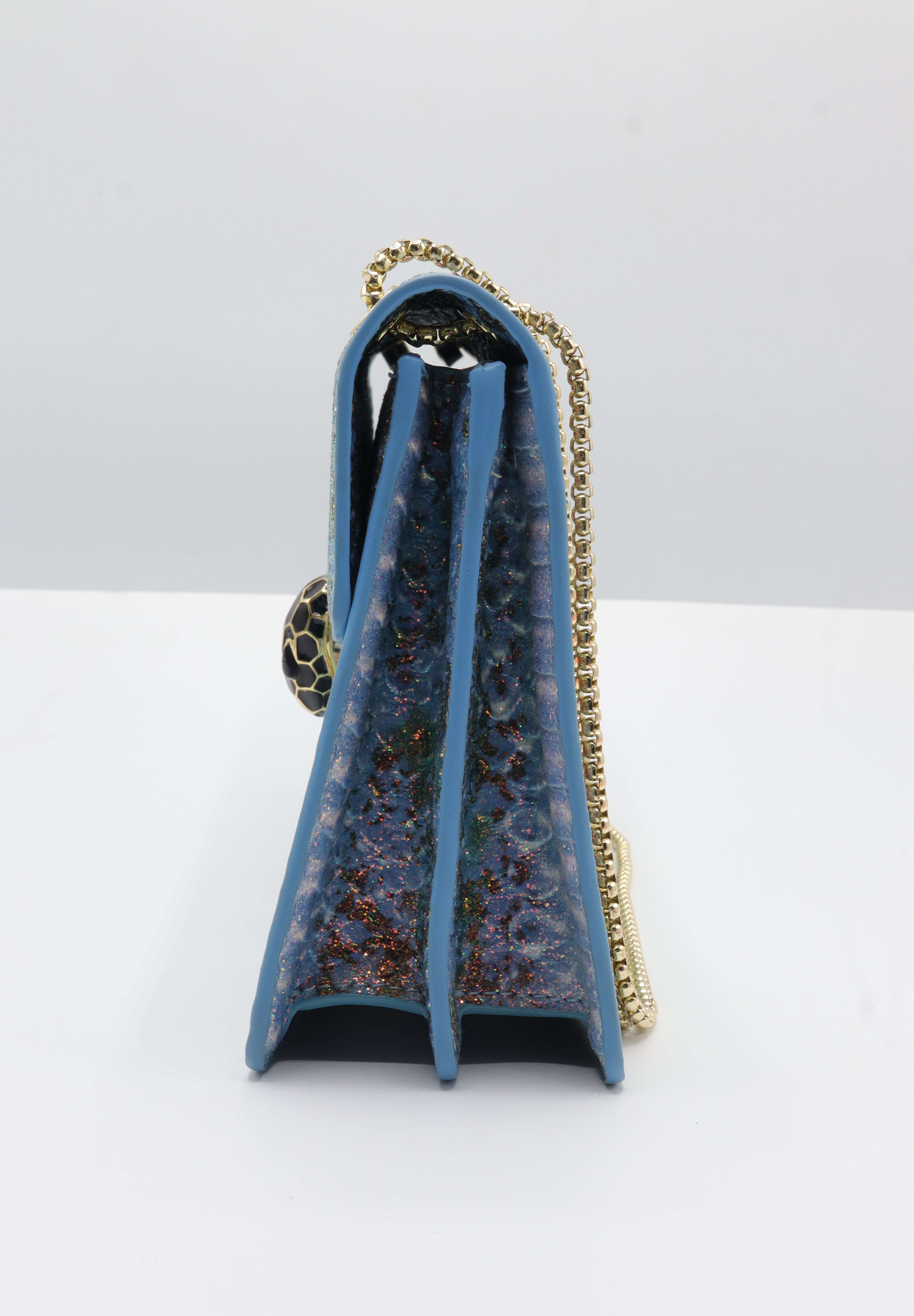 Bvlgari Serpenti Forever Metallic Python Bag | Blue & Gold