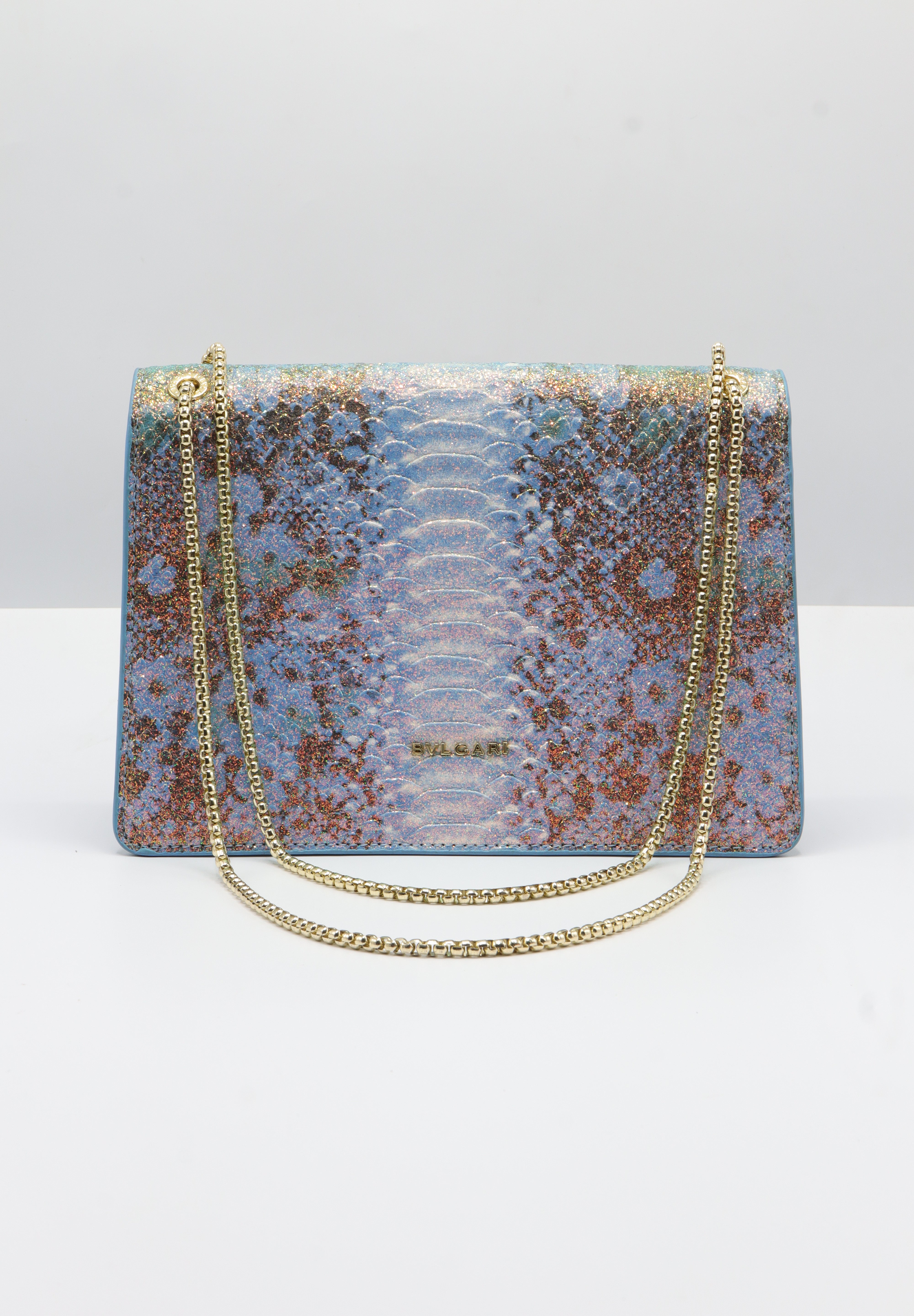 Bvlgari Serpenti Forever Metallic Python Bag | Blue & Gold