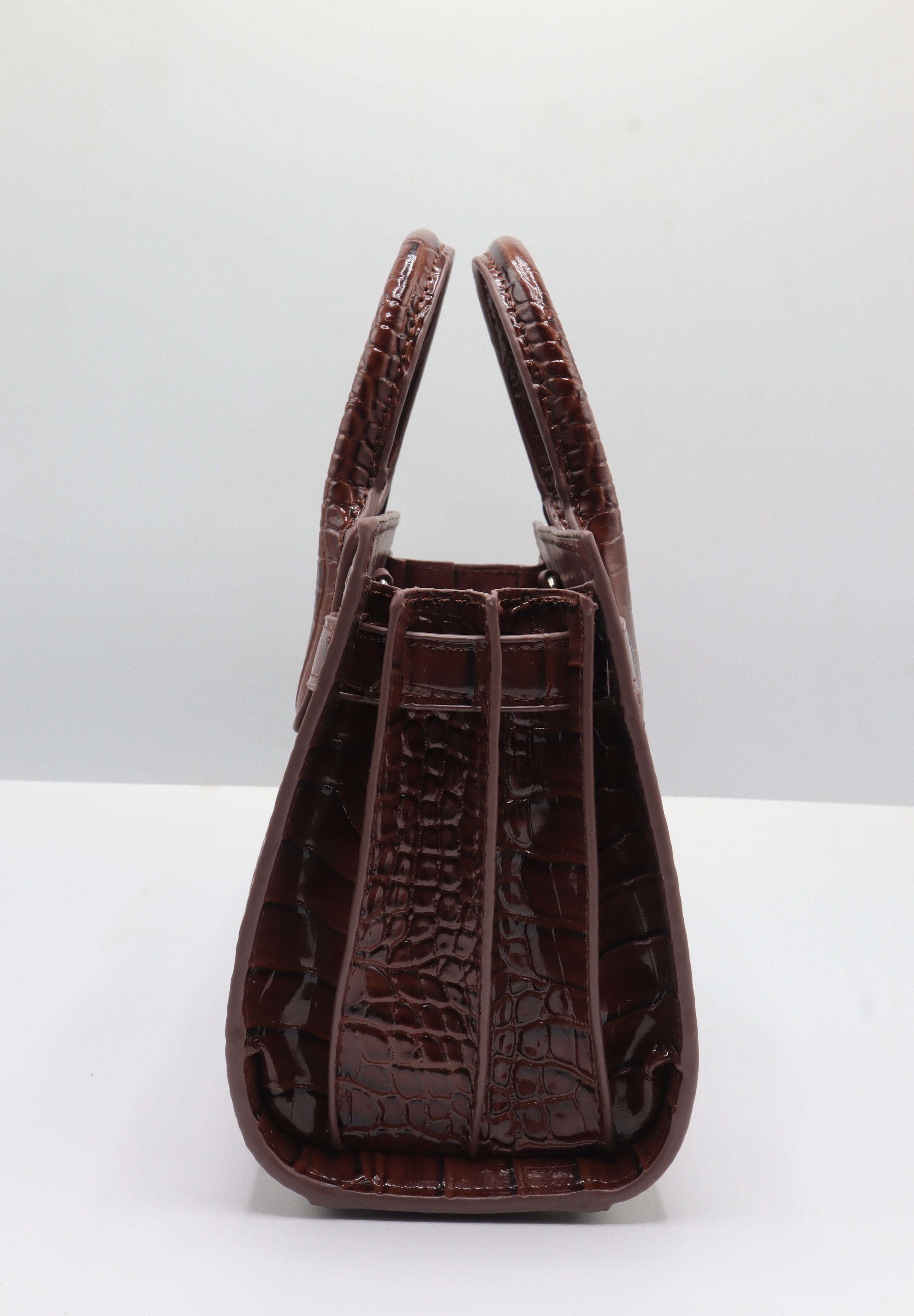 Saint Laurent Sac de Jour Croc-Embossed Bag | Mahogany & Silver