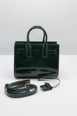 Saint Laurent Sac de Jour Patent Leather Bag | Emerald & Gold