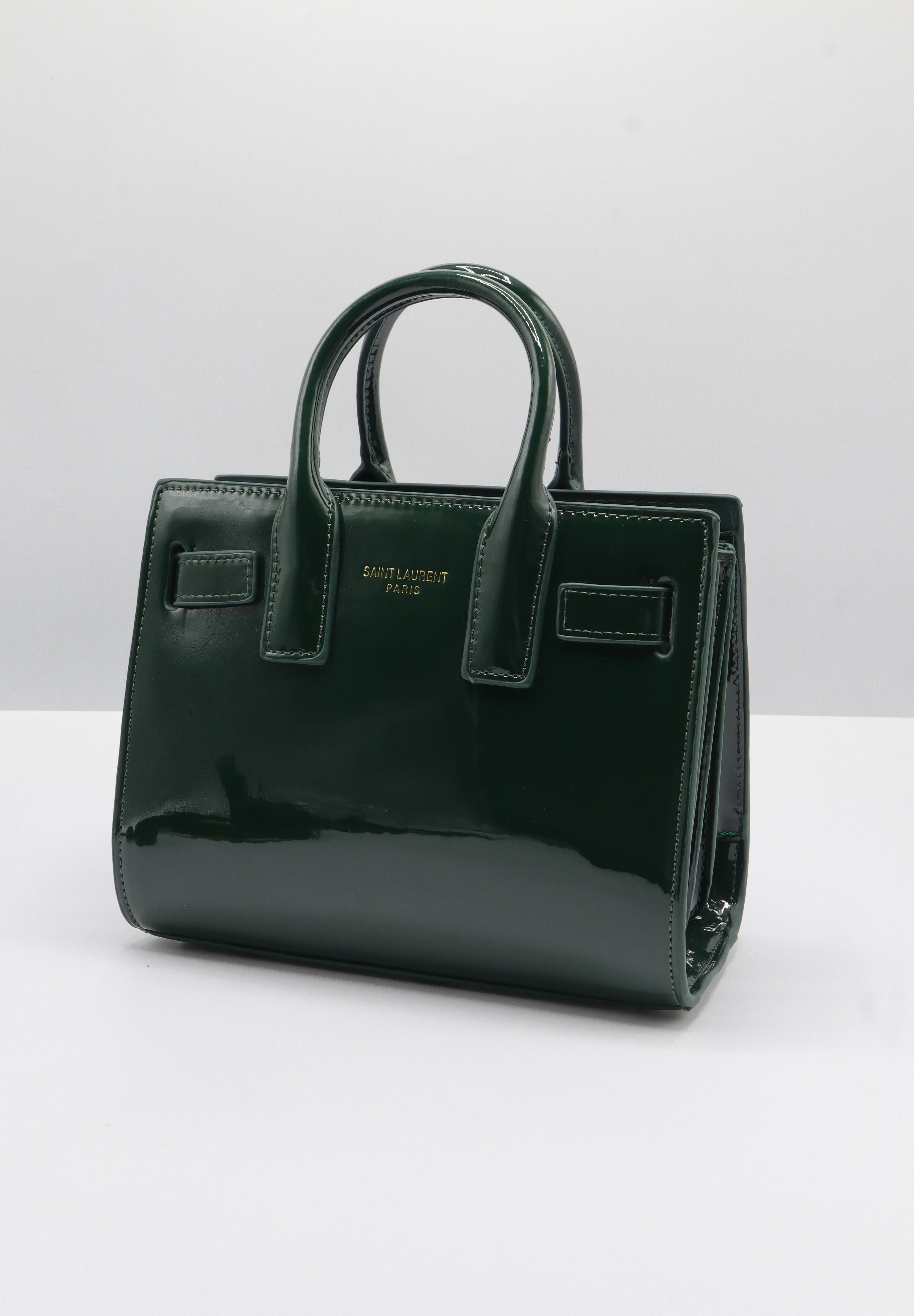 Saint Laurent Sac de Jour Patent Leather Bag | Emerald & Gold