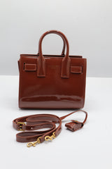 Saint Laurent Sac de Jour Patent Leather Bag | Cinnamon & Gold