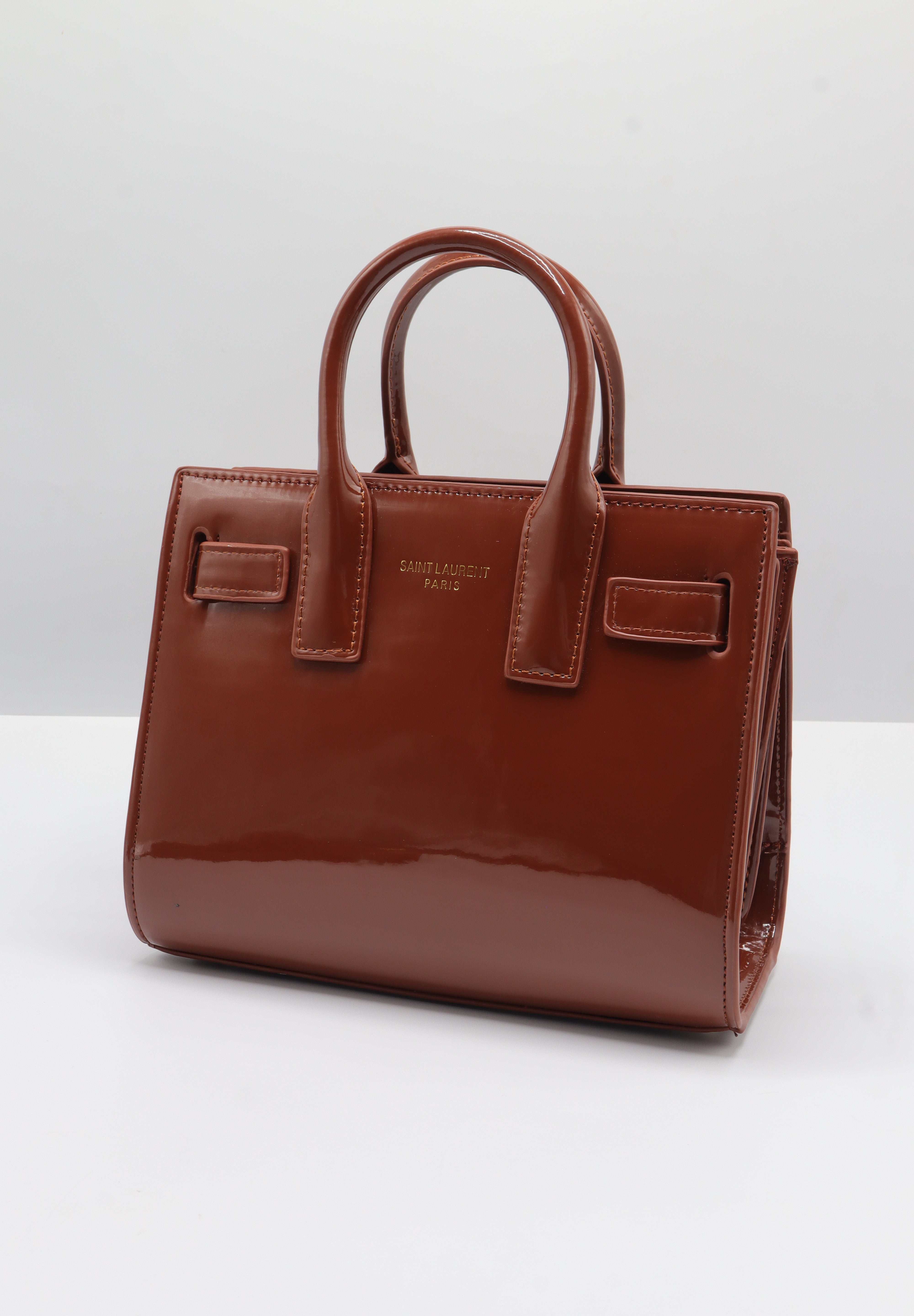 Saint Laurent Sac de Jour Patent Leather Bag | Cinnamon & Gold