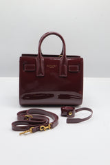 Saint Laurent Sac de Jour Patent Leather Bag | Burgundy & Gold