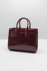 Saint Laurent Sac de Jour Patent Leather Bag | Burgundy & Gold