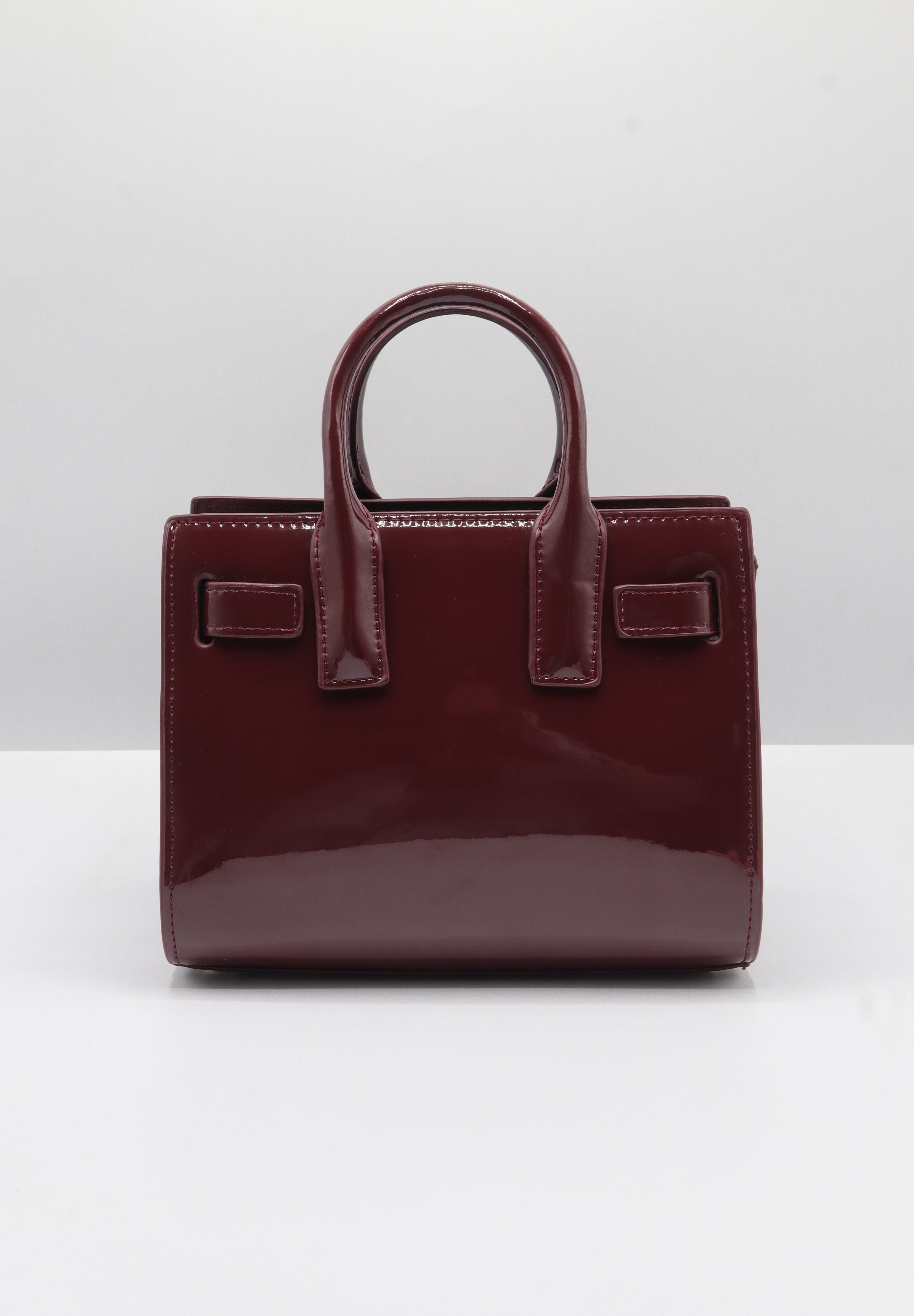 Saint Laurent Sac de Jour Patent Leather Bag | Burgundy & Gold