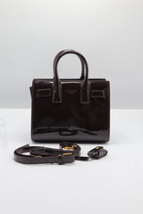 Saint Laurent Sac de Jour Patent Leather Bag | Black Cherry & Gold