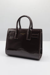 Saint Laurent Sac de Jour Patent Leather Bag | Black Cherry & Gold
