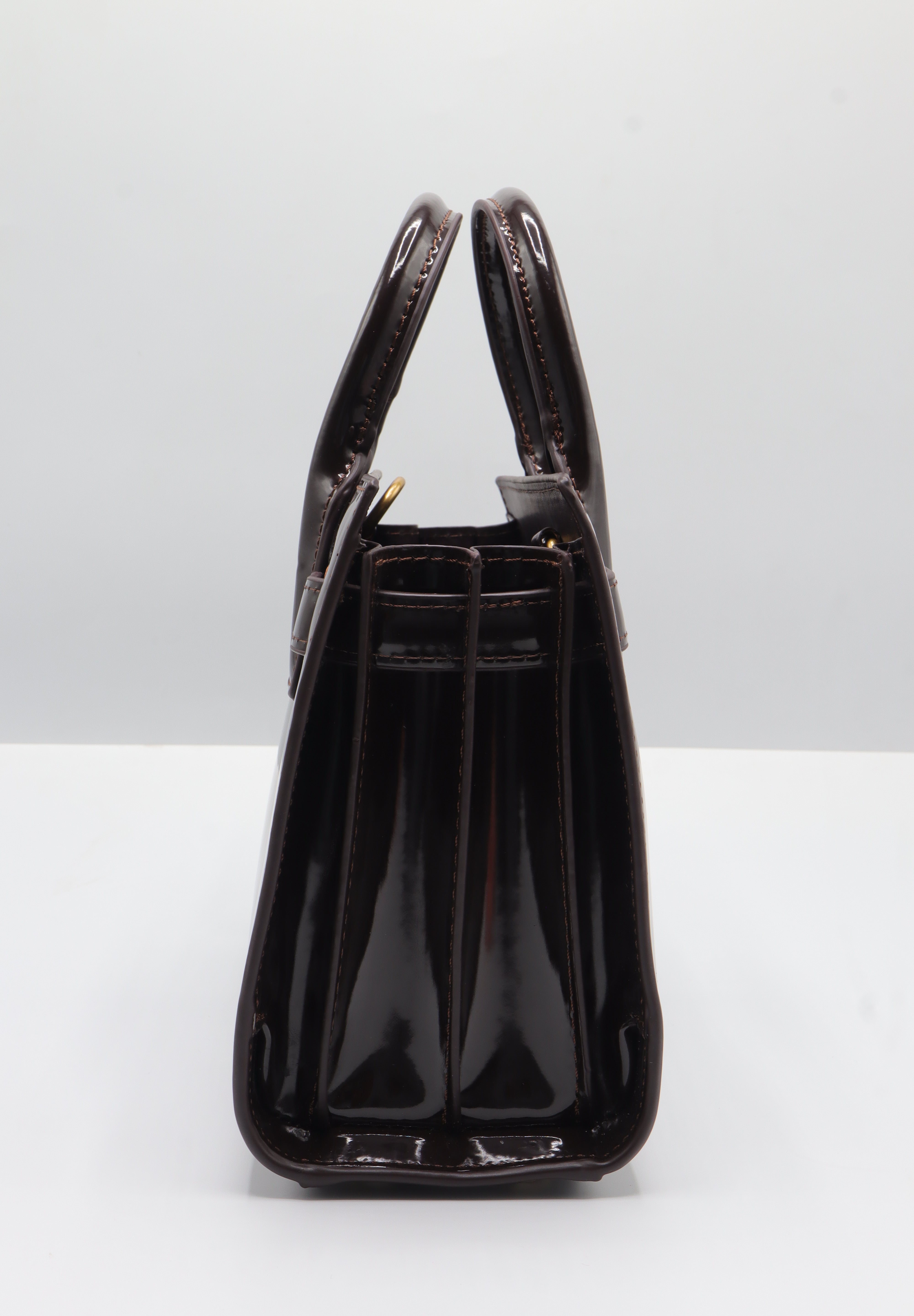 Saint Laurent Sac de Jour Patent Leather Bag | Black Cherry & Gold
